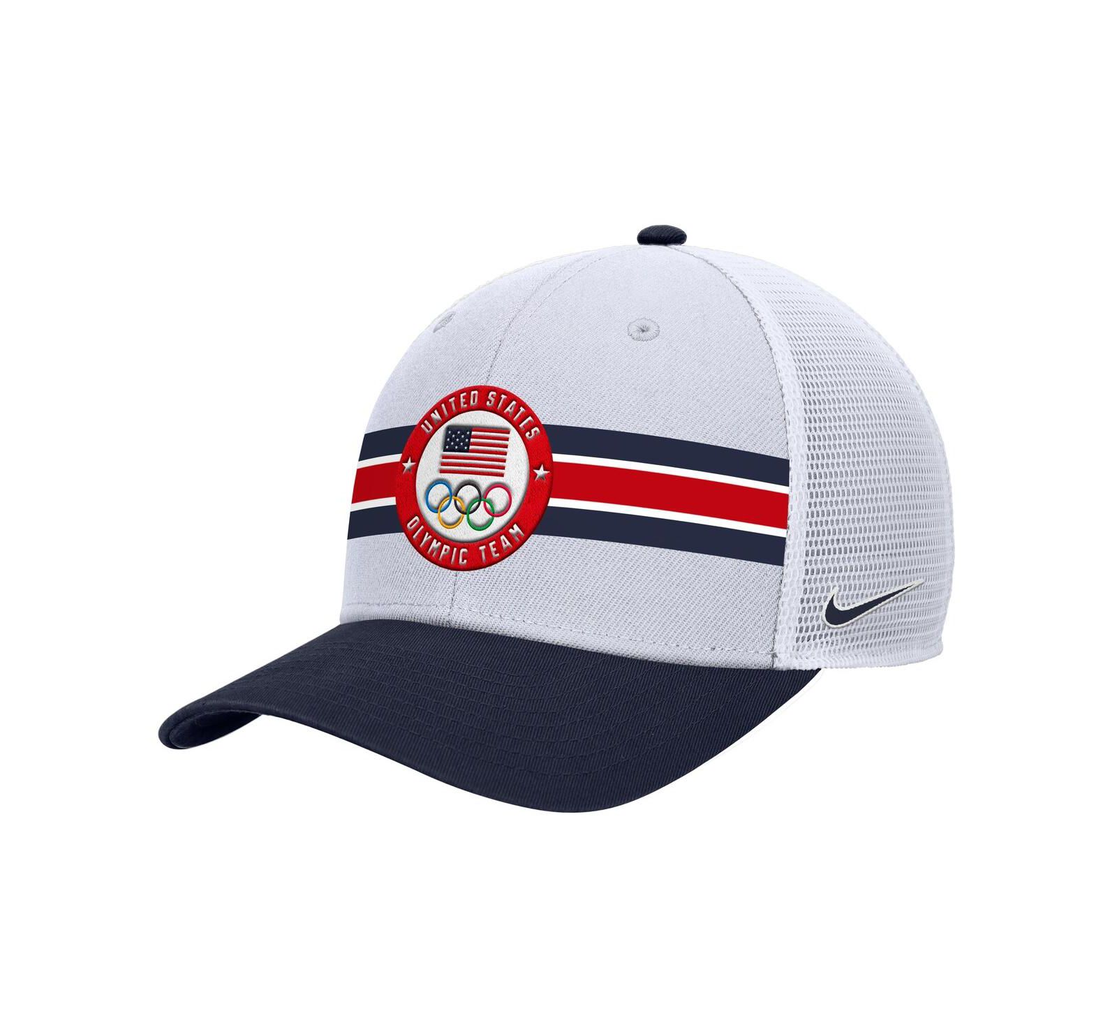 Nike Men's White Team USA Rise Color Block Trucker Adjustable Hat