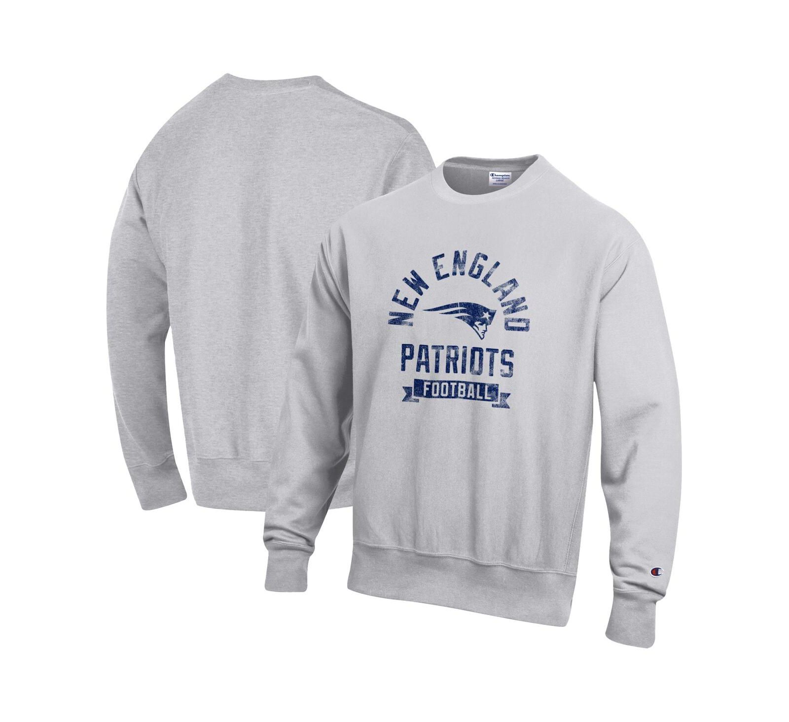 Мужской свитшот Champion Heather Gray New England Patriots Reverse Weave Fleece Pullover