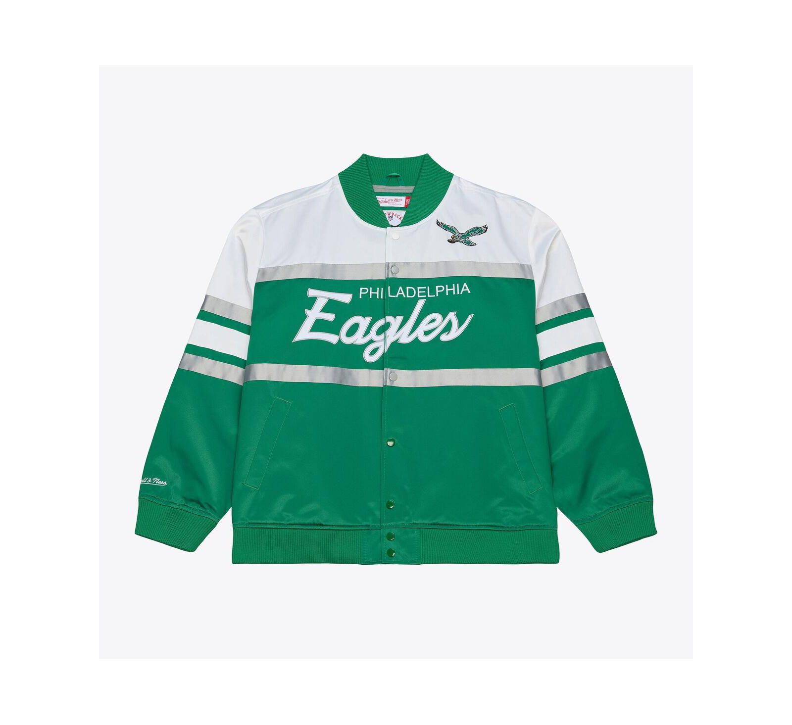 Mitchell & Ness Men's Kelly Green Philadelphia Eagles Head Coach Lightweight Full-Snap Satin Jacket