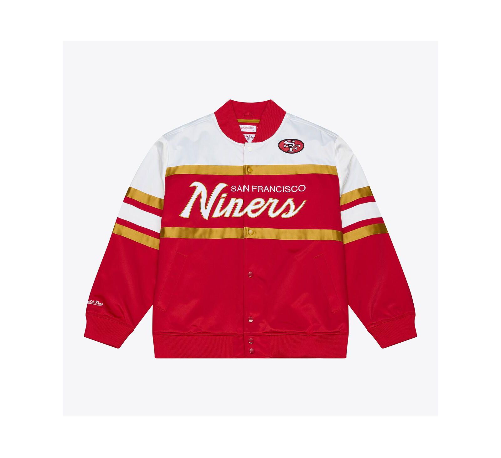Mitchell & Ness Men's Scarlet San Francisco 49ers Head Coach Lightweight Full-Snap Satin Jacket