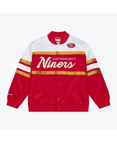 Мужская атласная куртка Mitchell & Ness Scarlet San Francisco 49ers Head Coach Lightweight Full-Snap