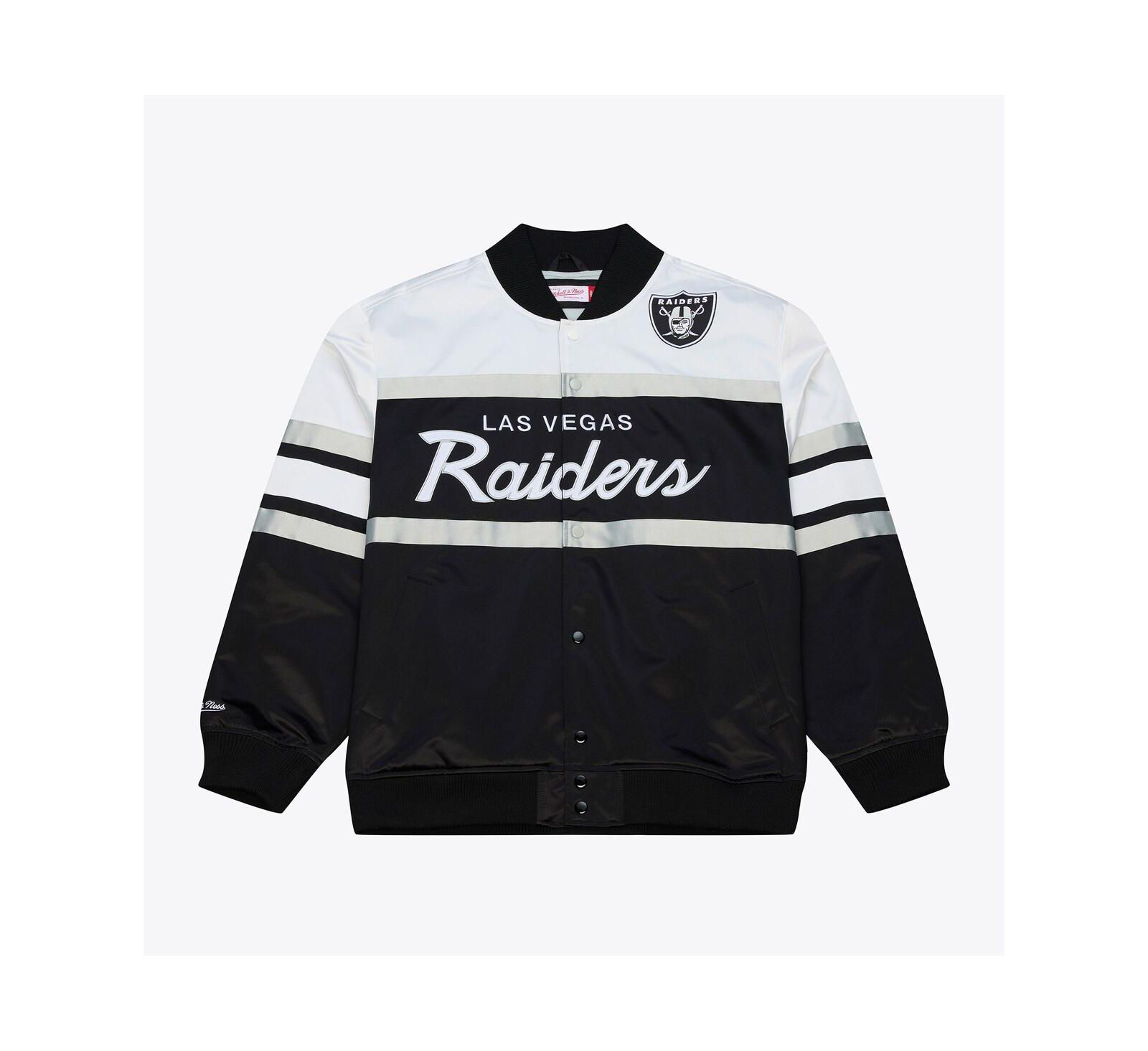 Mitchell & Ness Men's Black Las Vegas Raiders Head Coach Lightweight Full-Snap Satin Jacket