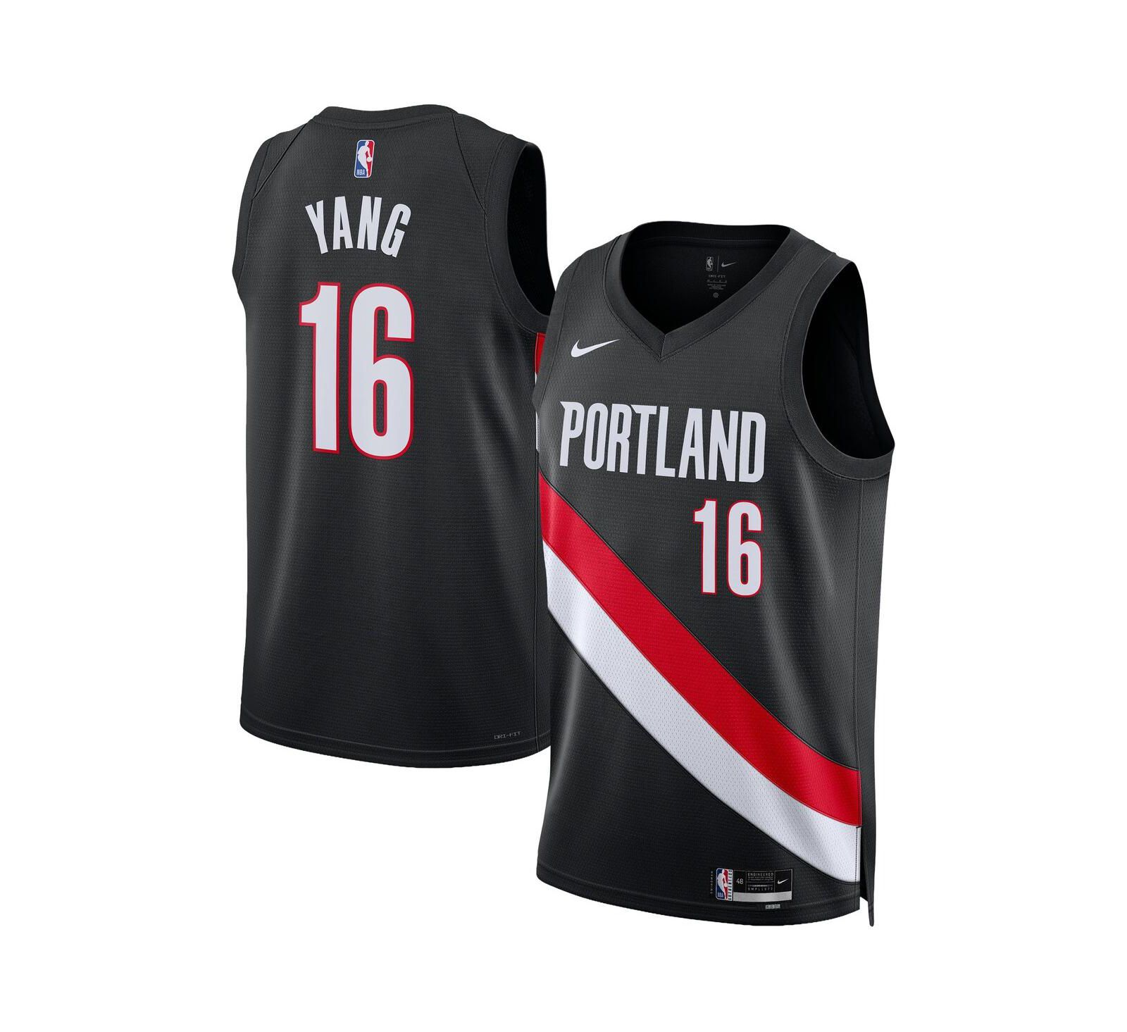 Джерси Nike Yang Hansen Black Portland Trail Blazers Swingman Icon Edition для мужчин и женщин