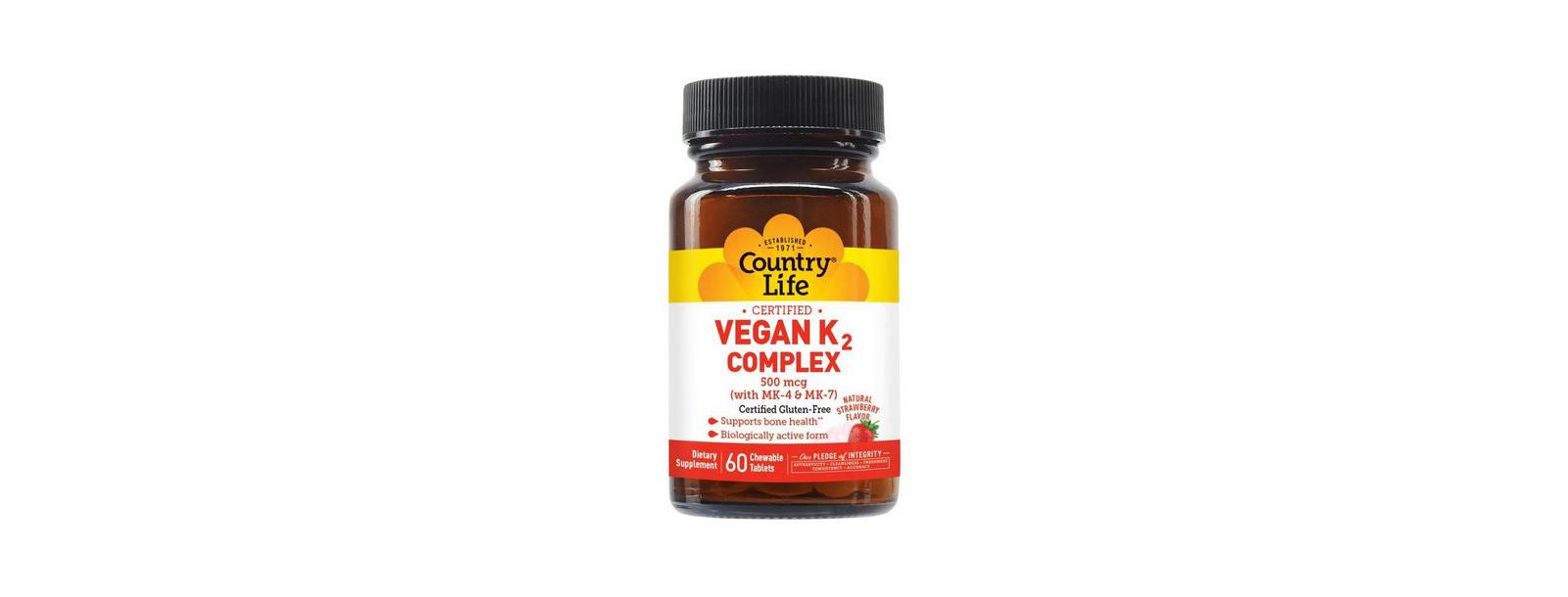 Country Life K2 Complex 500 Mcg 60 жевательных таблеток