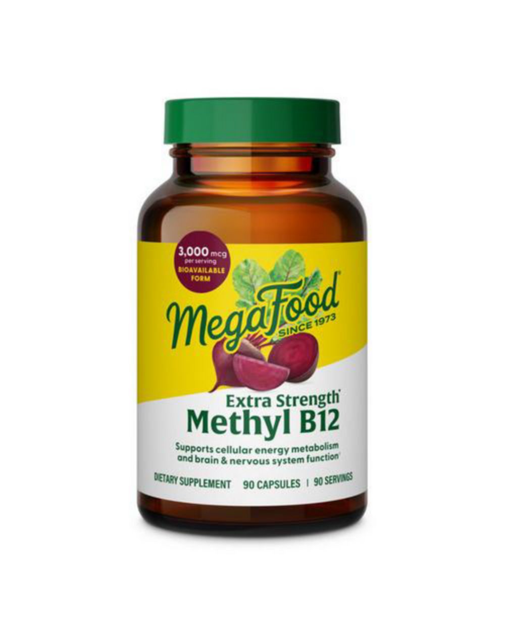 Витамины MegaFood Extra Strength Methyl B12, поддержка клеточной энергии, 90 капсул