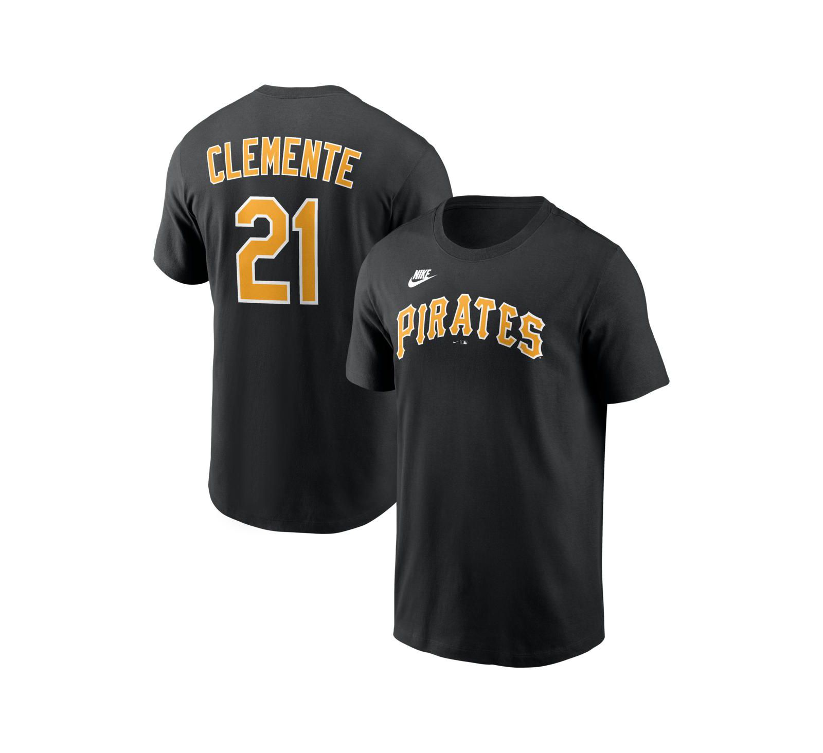 Nike Men's Roberto Clemente Black Pittsburgh Pirates Cooperstown Collection Name & Number T-Shirt