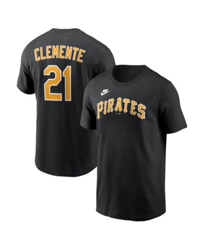 Nike Men's Roberto Clemente Black Pittsburgh Pirates Cooperstown Collection Name & Number T-Shirt