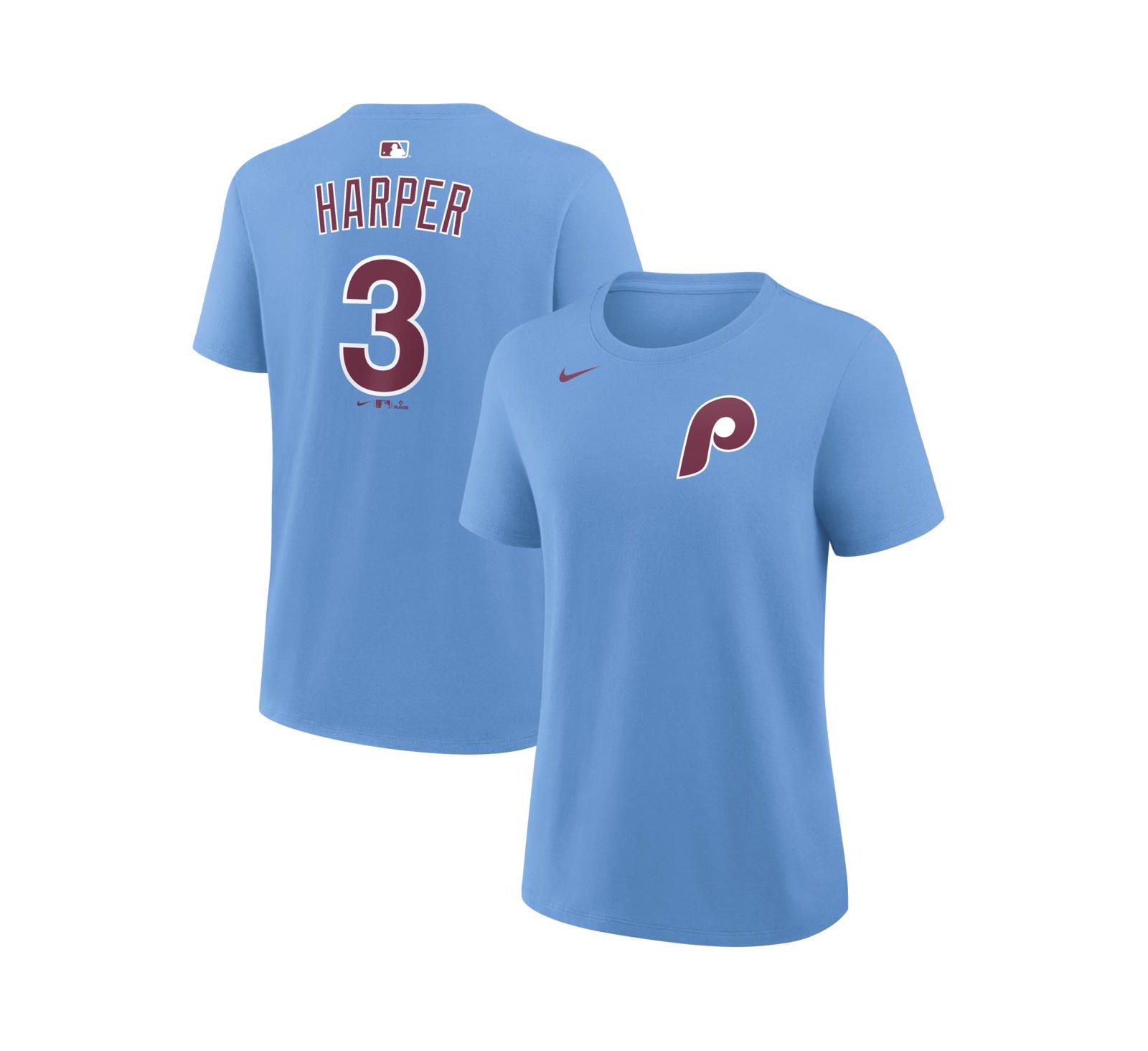 Nike Women's Bryce Harper Light Blue Philadelphia Phillies Name & Number T-Shirt