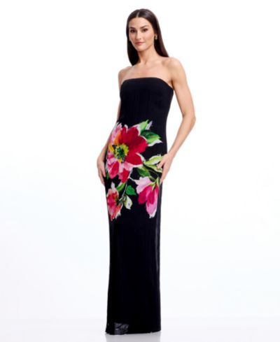 Вечернее платье Dress the Population Women's Floral Print Strapless Long Gown