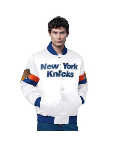 Starter Мужская атласная куртка New York Knicks White Full-Snap Varsity