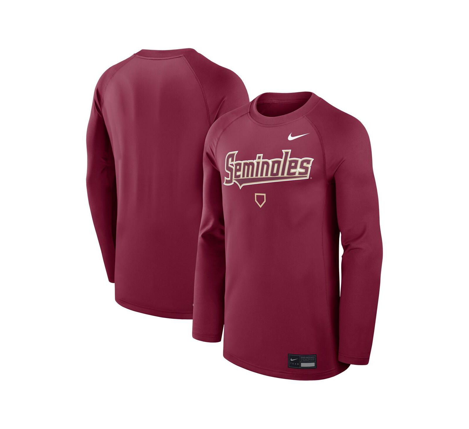 Мужская футболка Nike Men's Garnet Florida State Seminoles Dugout Game Time Raglan Dri-FIT с длинным рукавом