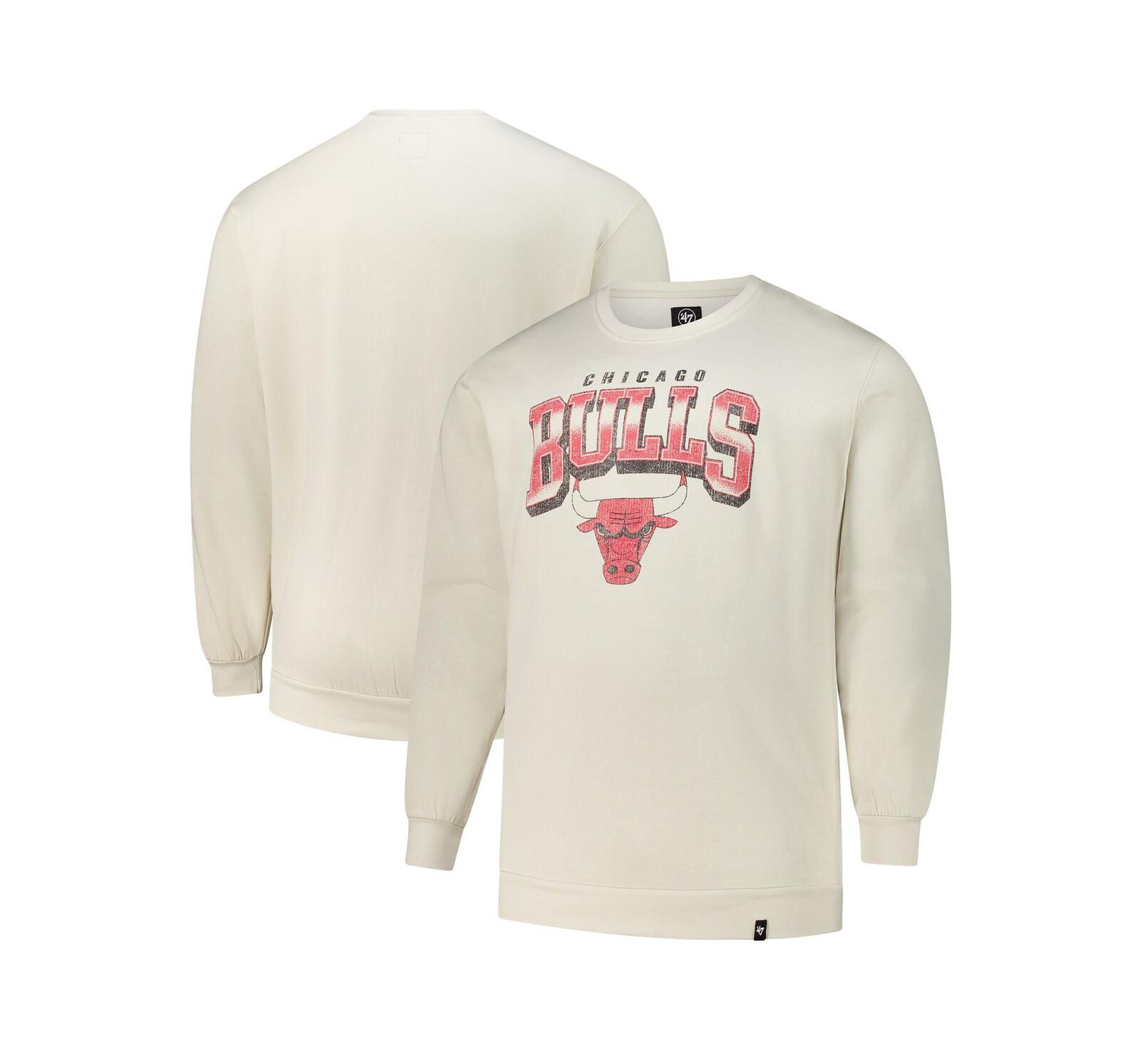 Мужское оверсайз худи '47 Brand Chicago Bulls Big & Tall Spotlight Headline, кремовый цвет