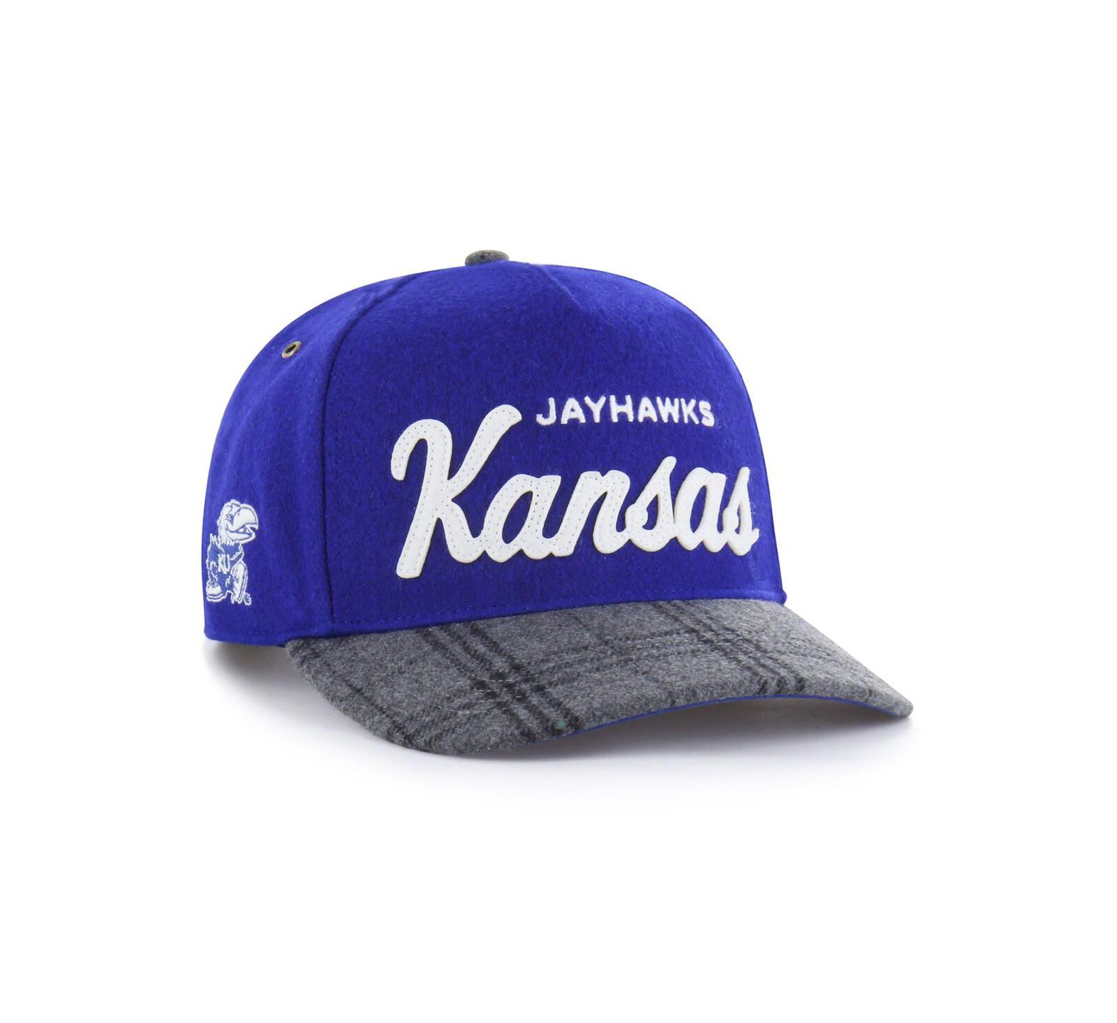 '47 Brand Men's and Women's Royal Kansas Jayhawks Windowpane Plaid Collection Hitch Adjustable Hat
