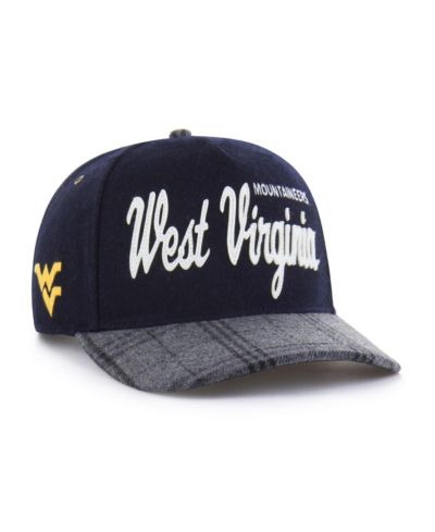 '47 Brand мужская и женская кепка Hitch регулируемая, Navy West Virginia Mountaineers Windowpane Plaid Collection