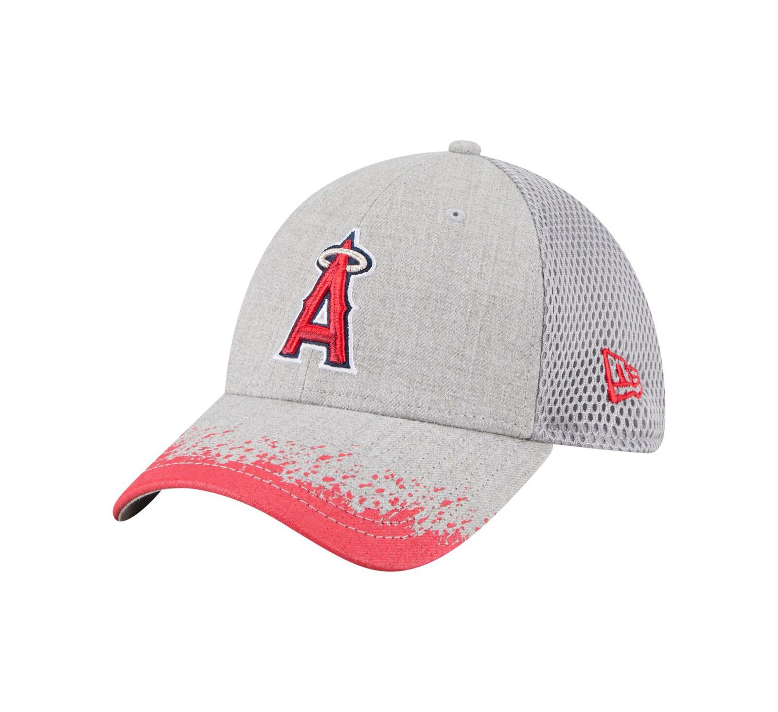 Мужская кепка New Era 39THIRTY Flex с брызгами краски Los Angeles Angels серого цвета