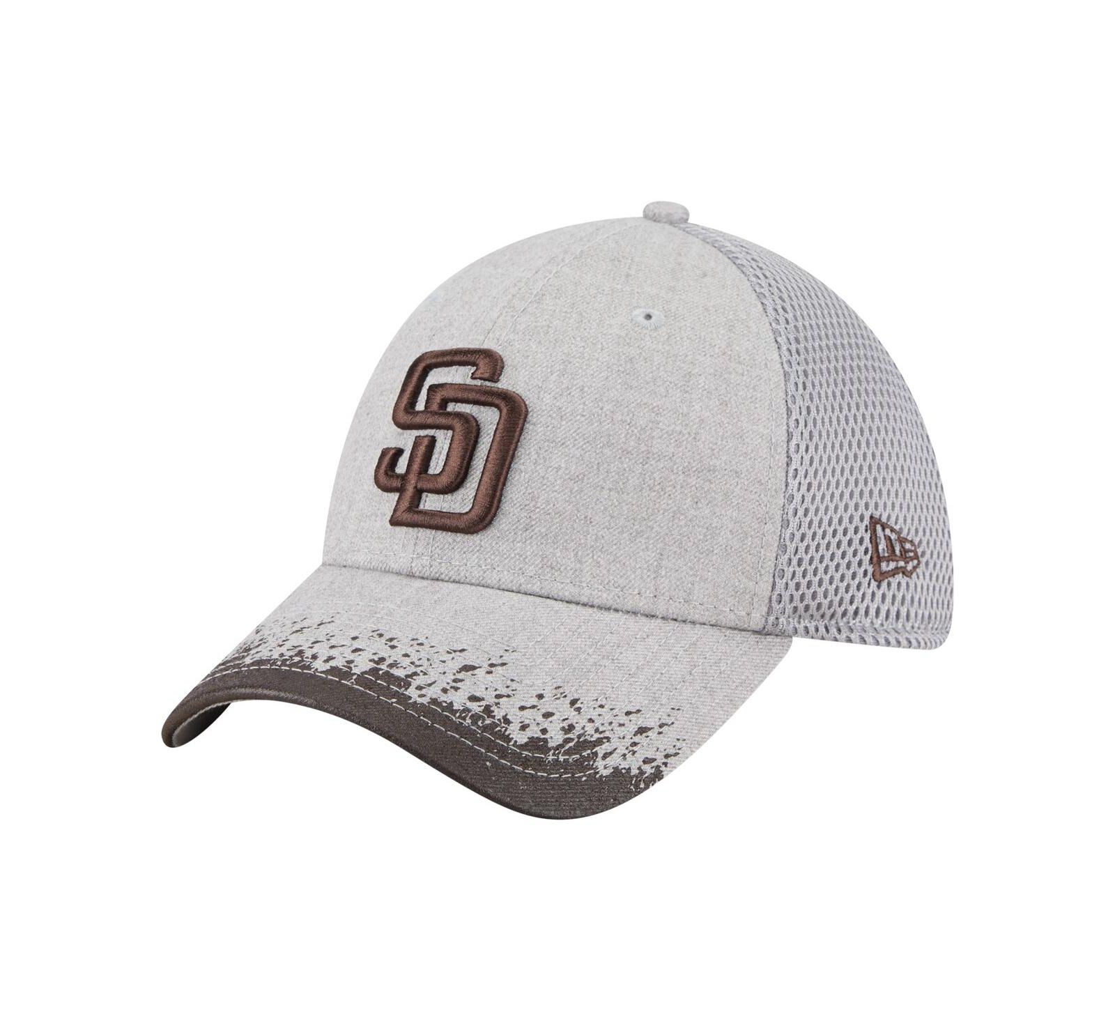 Кепка New Era Men's Gray San Diego Padres Visor Paint Splatter 39THIRTY Flex