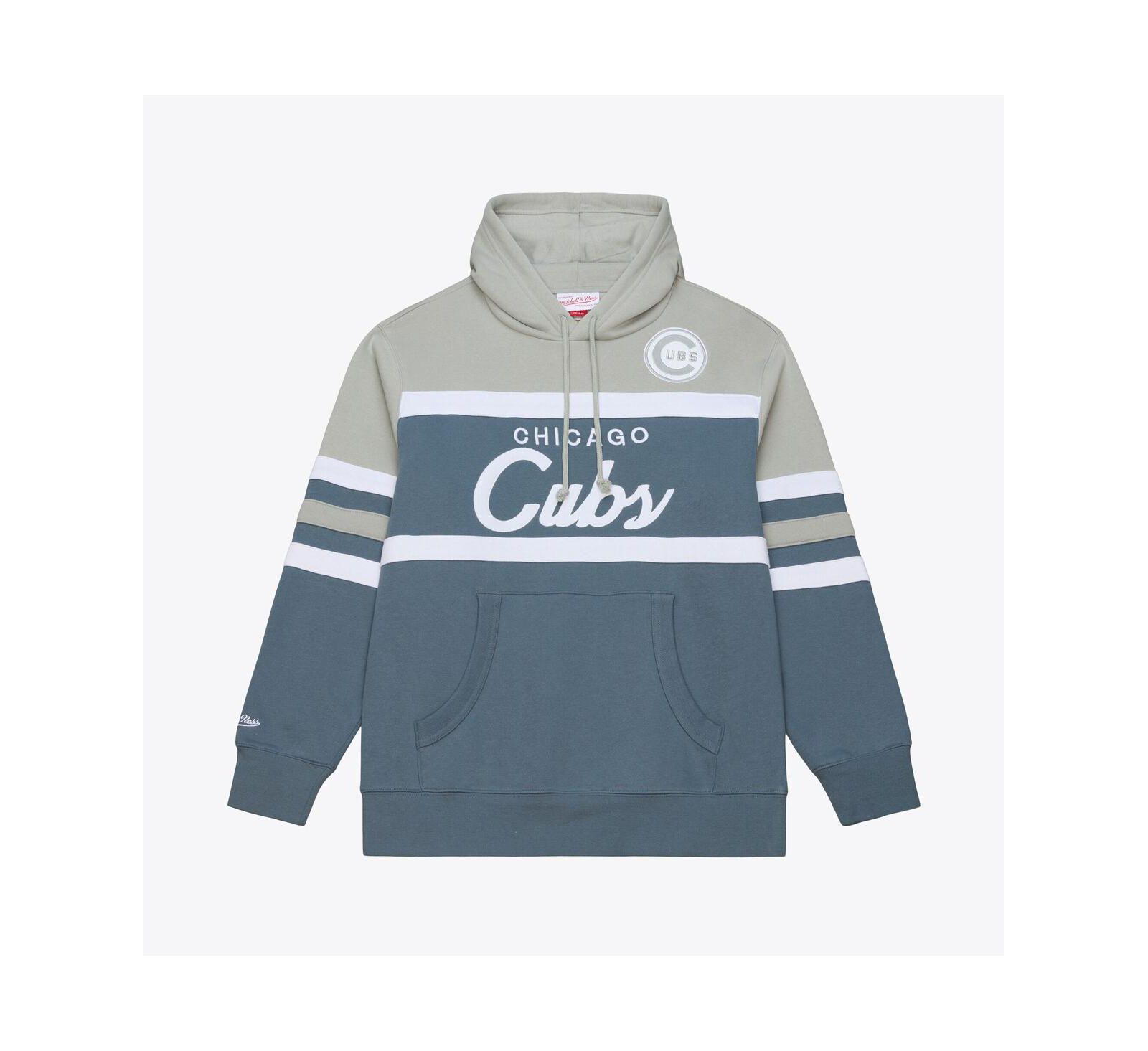 Мужское худи Mitchell & Ness Chicago Cubs Cooperstown Collection Thunderstorm Head Coach серого цвета
