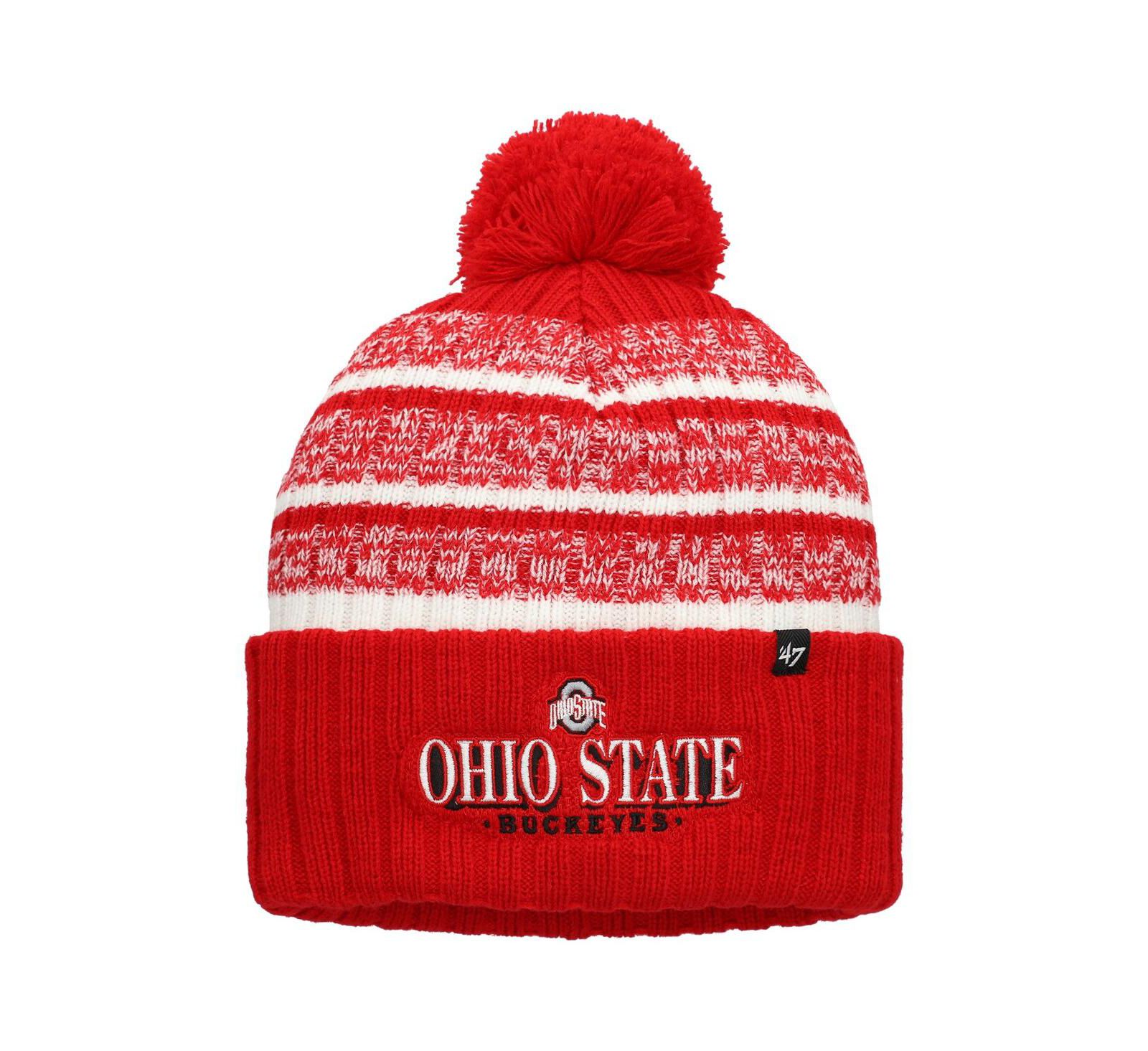 '47 Brand Мужская вязаная шапка с помпоном Scarlet Ohio State Buckeyes