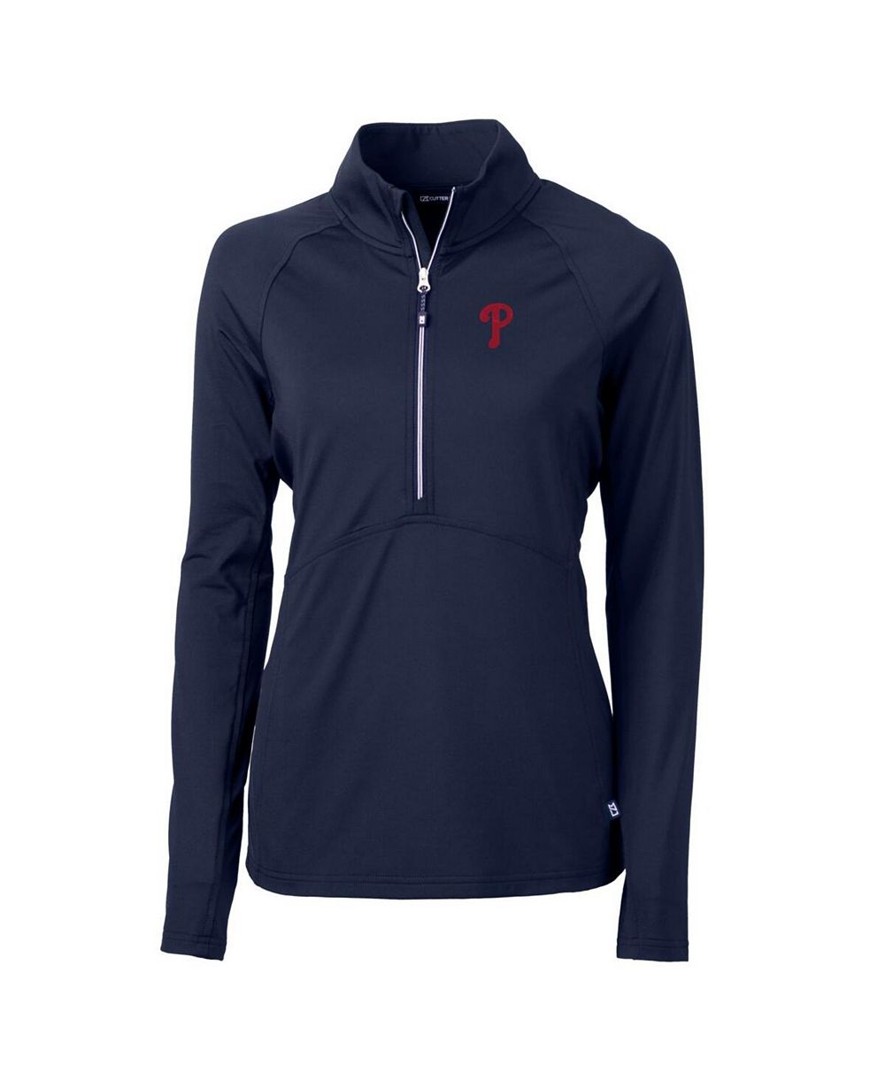 Женский джемпер Cutter & Buck Navy Philadelphia Phillies Adapt Eco Knit Stretch Half-Zip Pullover Top