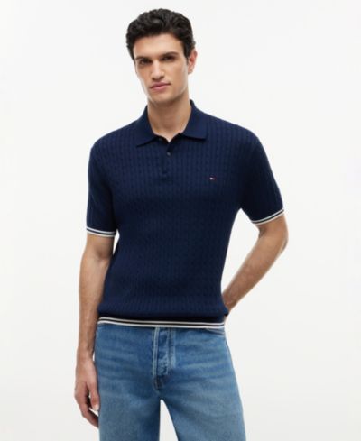 Tommy Hilfiger Мужское поло из вязаного трикотажа Cable Knitted Short-Sleeve