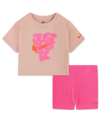 Nike Girls' Toddler 2T-4T Short-Sleeve T-Shirt and Shorts, 2-Piece Set