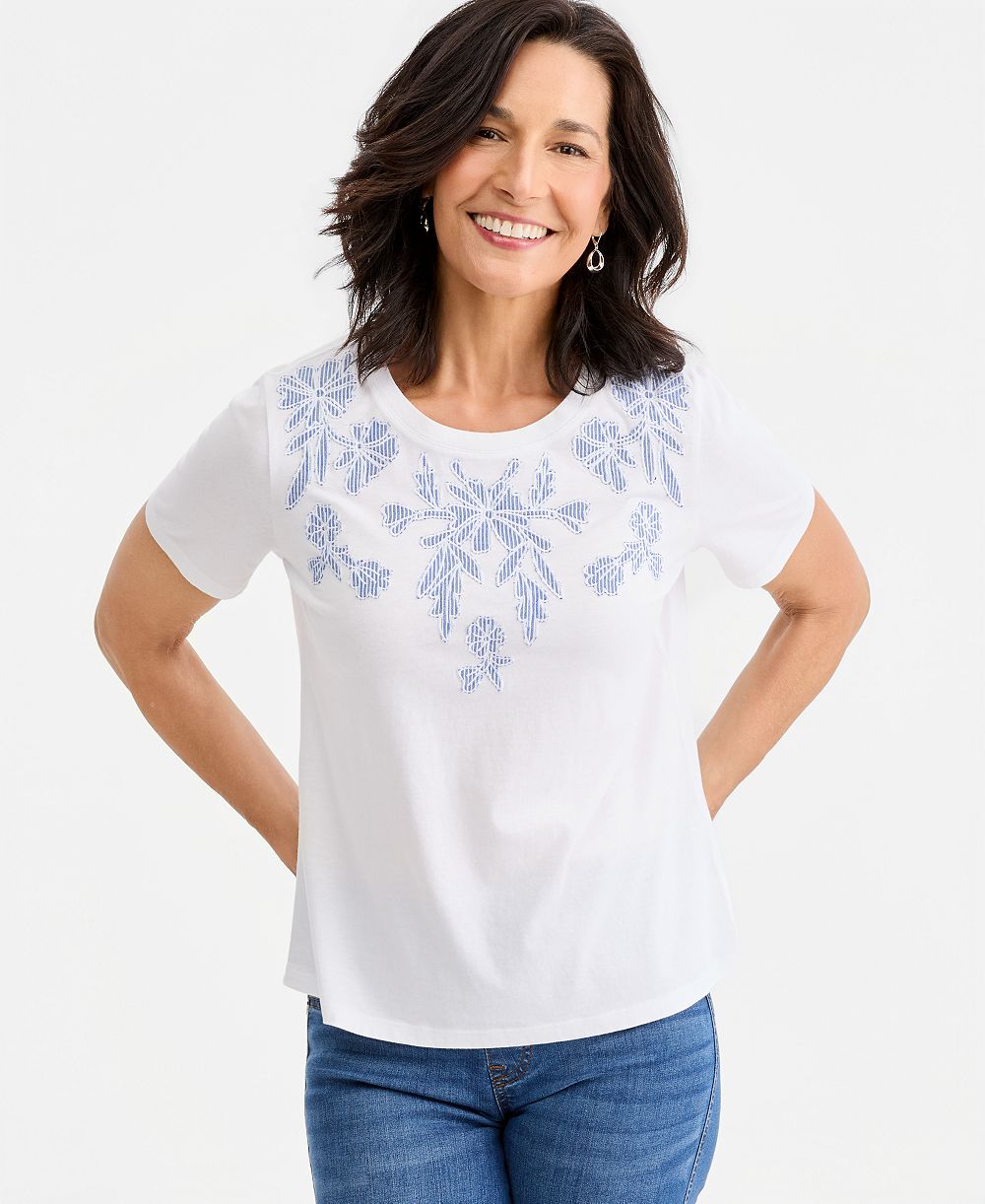 Style & Co Women's Short-Sleeve Appliqué T-Shirt, Macy's Exclusive