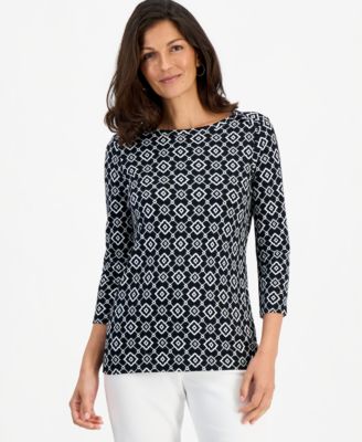 Style & Co Женская футболка Laurel Tile из хлопка Pima