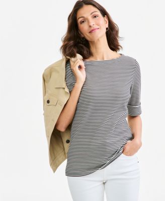 Style & Co Женская футболка с полоской и вырезом лодочкой