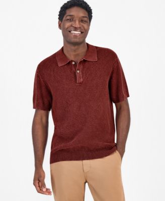 Sun + Stone Men's Short-Sleeve Textured Polo Sweater, Macy's Exclusive