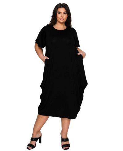 L I V D Plus Size Liz Flutter Sleeve Pocket Dress