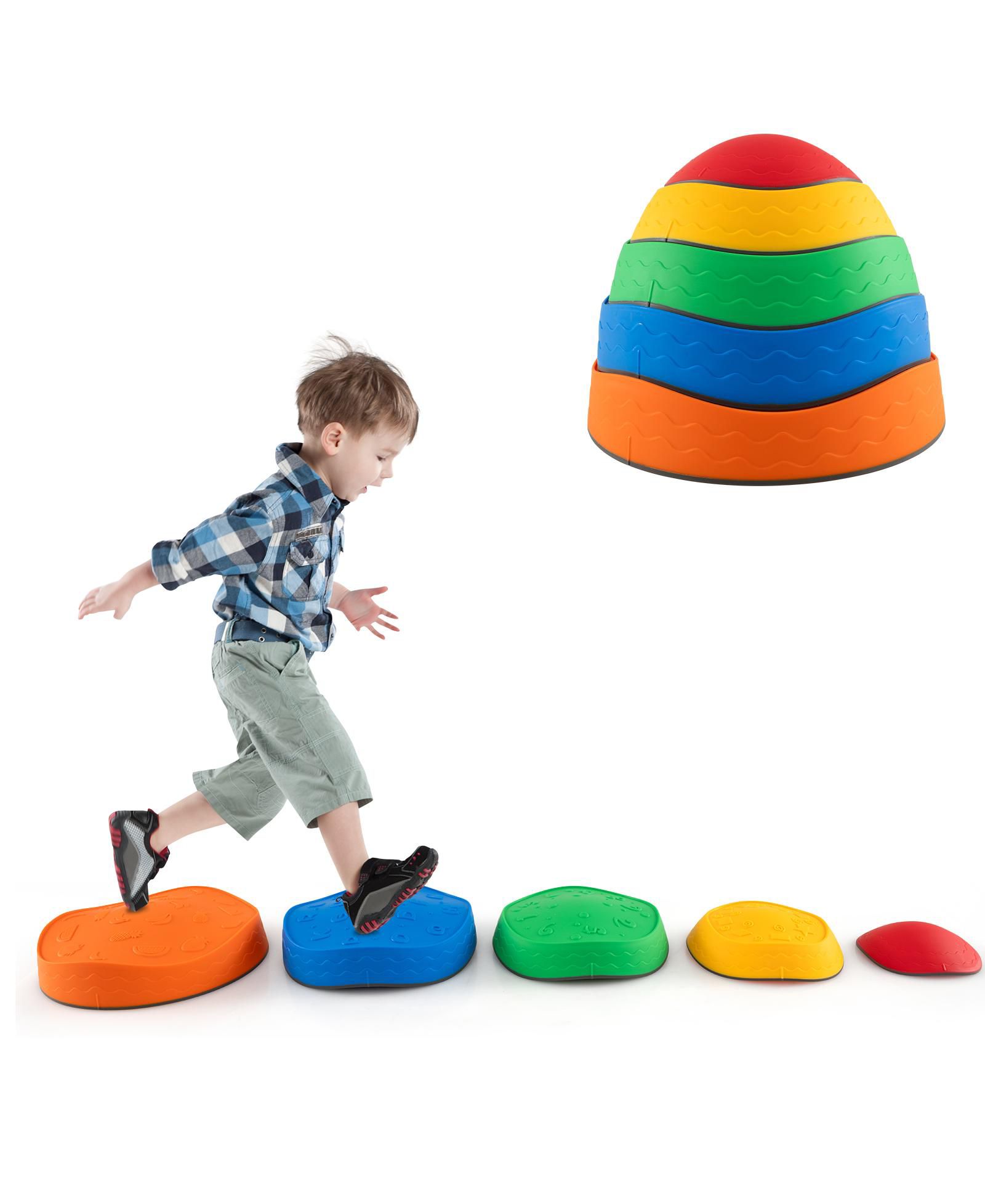 Детский набор из 5 круглых камней для игры Mecale Stepping Stones для дома и улицы