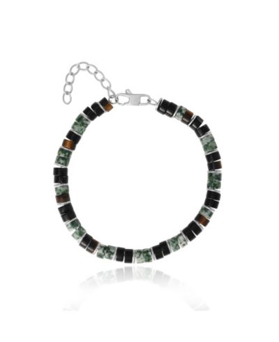 Lucky Brand Mens Mixed Beaded Bracelet, Green & Black, Adjustable