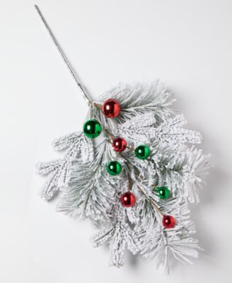 Holiday Lane Christmas Cheer Leaves with Ornaments Pick, Macy's Exclusive