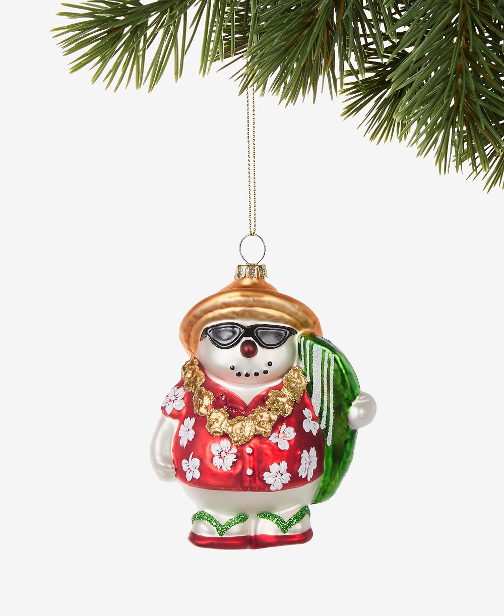 Holiday Lane елочная игрушка Снеговик в гавайском стиле