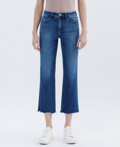 Vervet Women's High Rise Uneven Hem Crop Straight Jeans