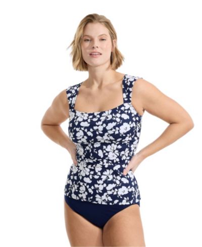 Lands' End Plus Size Square Neck Underwire Tankini Top