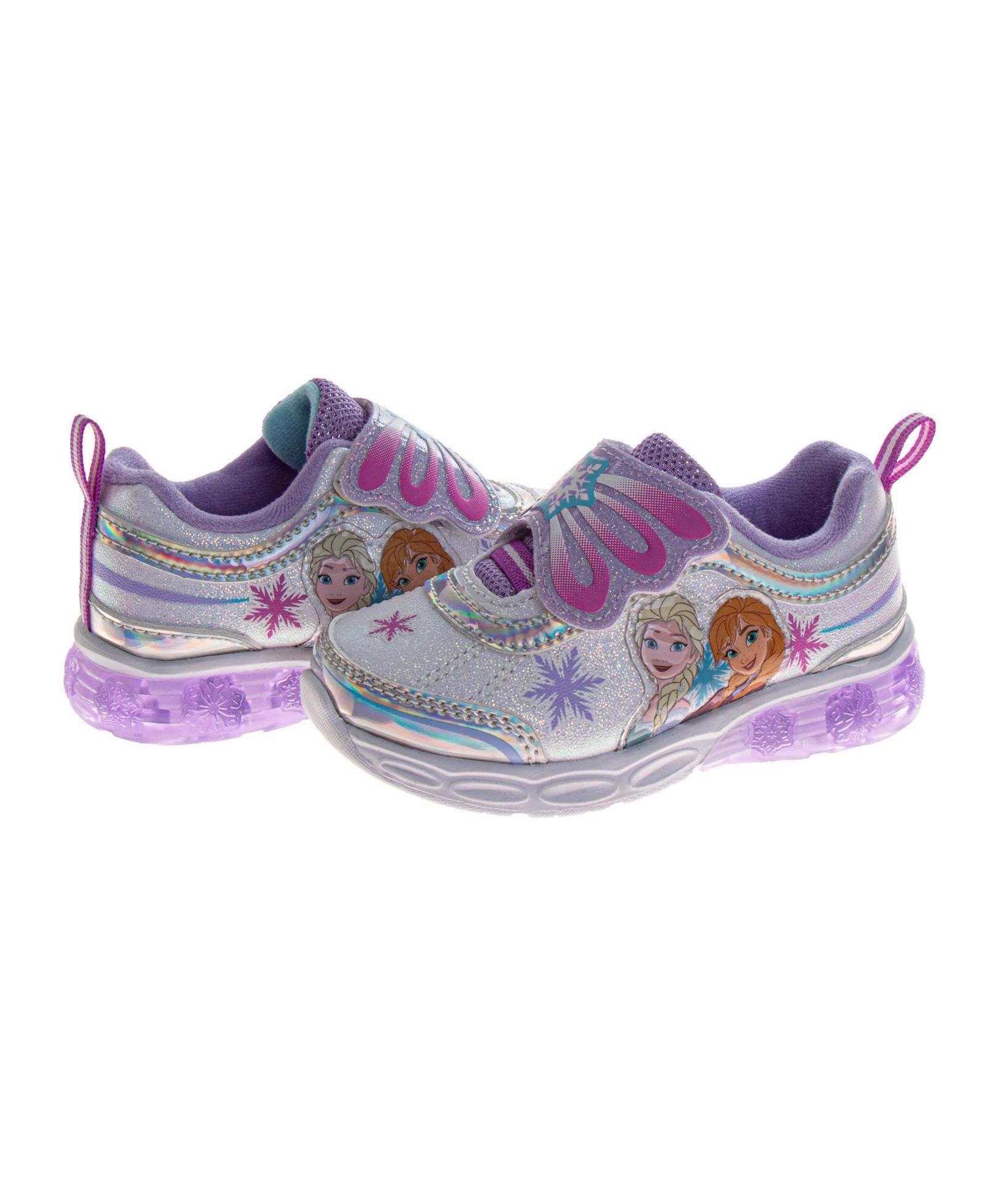 Disney Frozen Sneakers for Girls Glitter Comfortable Adjustable Strap (Toddler / Little Kids)