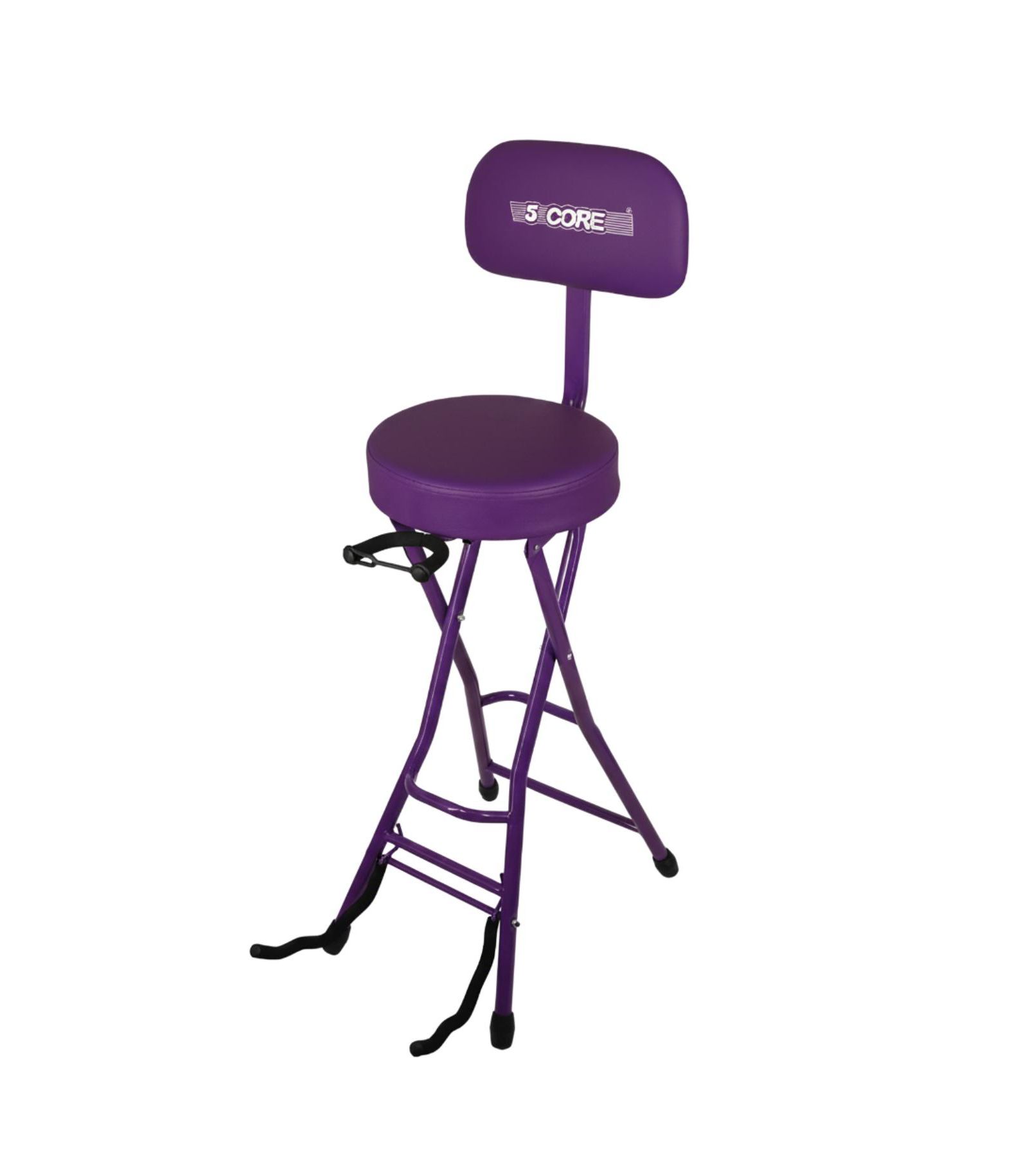 5Core Guitar Stool 3.15" Padded Chair w Backrest Foldable Music Seat Built in Foot Rest Guitar Stand