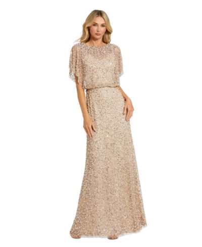 Mac Duggal вечернее платье Petite с высоким воротником и коротким рукавом