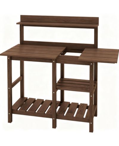 YIGII Beautiful outdoor potting rack with sink and sliding table for gardening