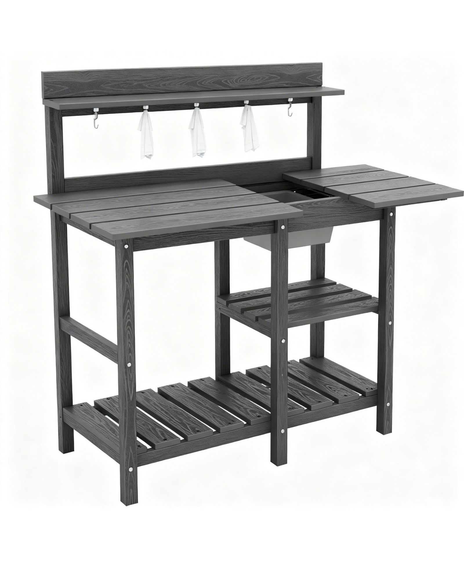 YIGII Beautiful outdoor potting rack with sink and sliding table for gardening