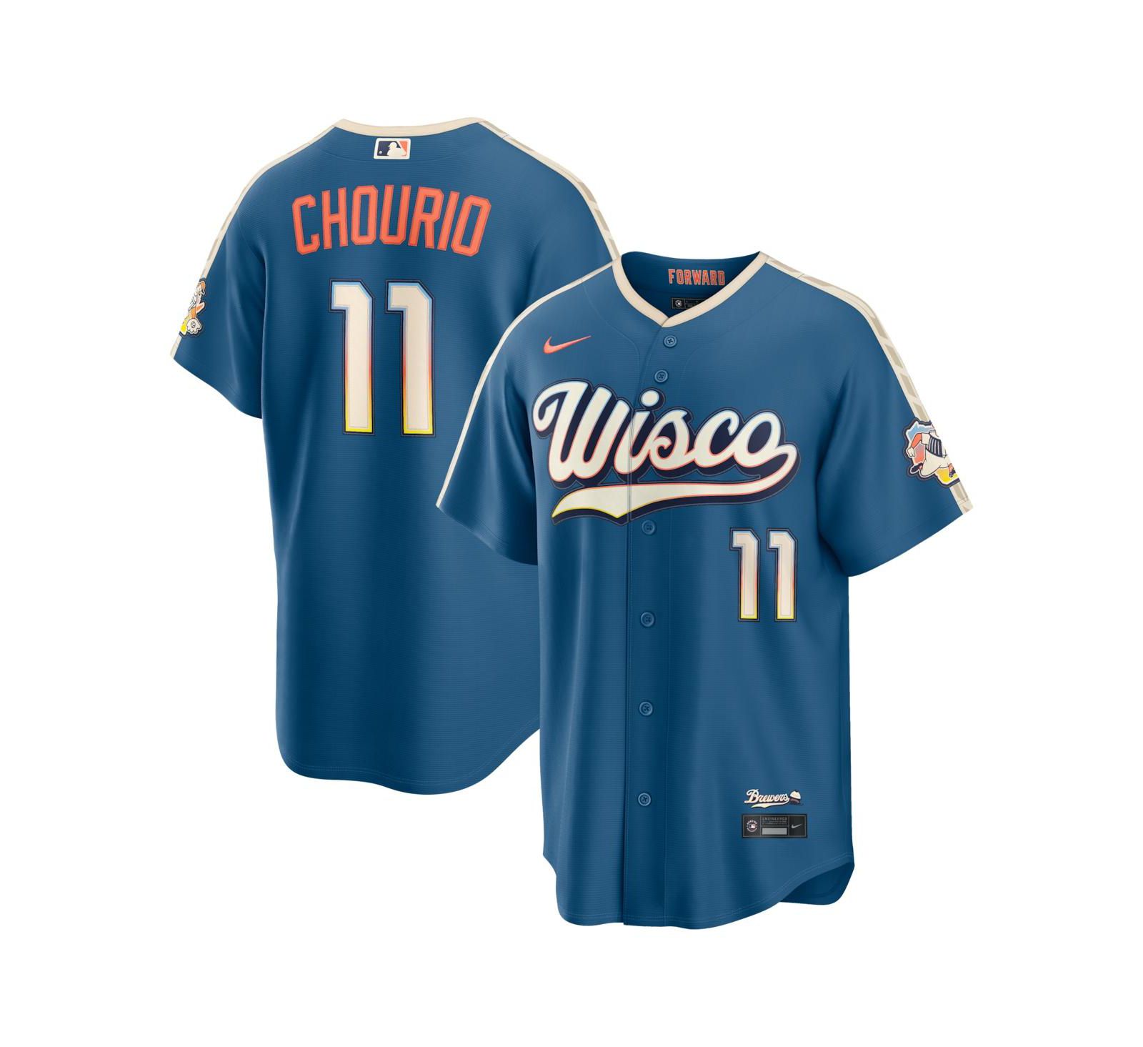 Мужская джерси Nike Jackson Chourio Mineral Blue Milwaukee Brewers 2026 City Connect Stadium