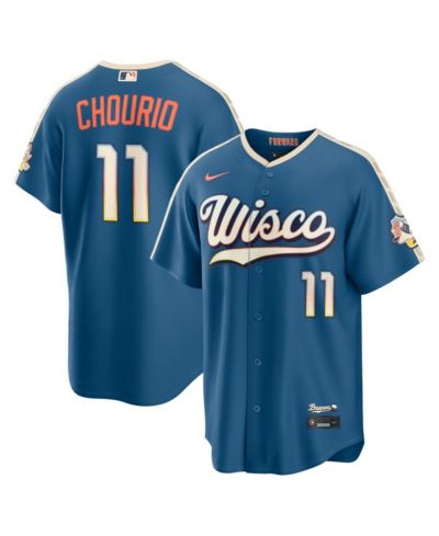 Мужская джерси Nike Jackson Chourio Mineral Blue Milwaukee Brewers 2026 City Connect Stadium