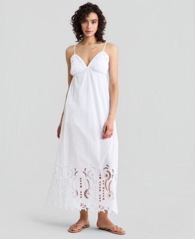 Женское вышитое макси-платье And Now This Cotton Cutout Embroidered Maxi Dress
