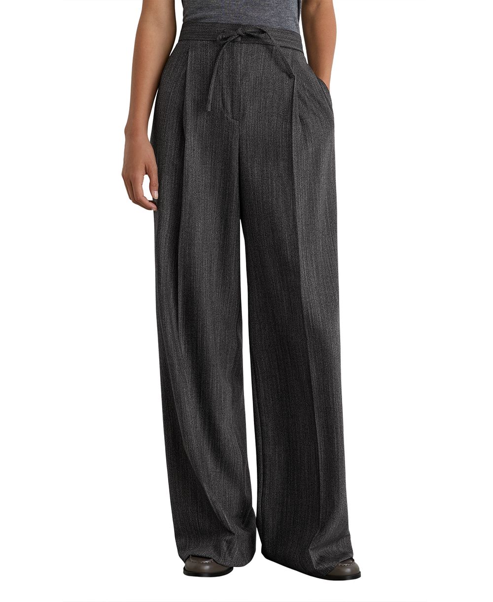 REISS Women's Derby Pull-On Herringbone Wide-Leg Pants