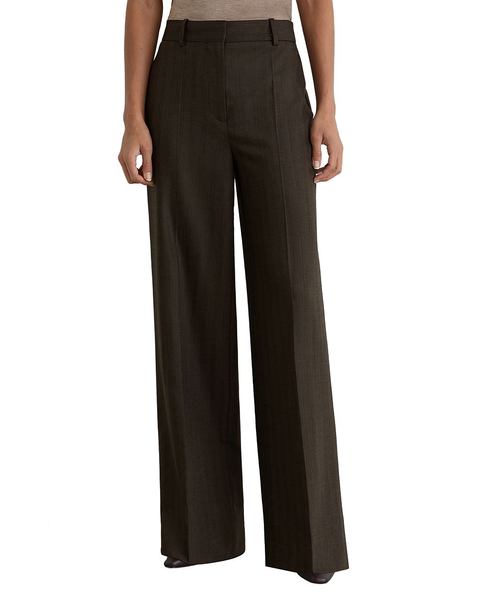 REISS Women's Dawson Herringbone Wide-Leg Trousers