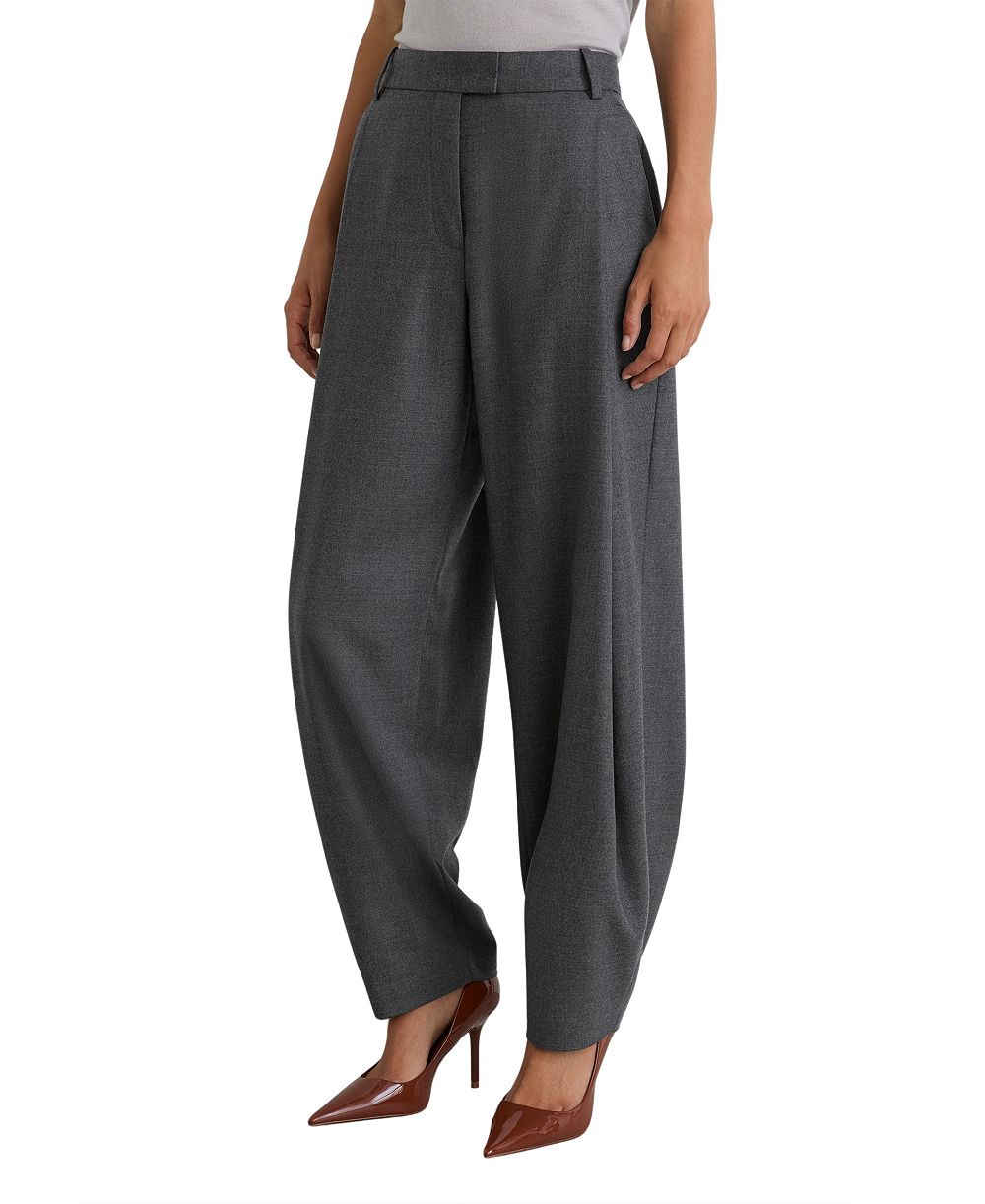 REISS Petite Juniper Deep-Pleat Barrel-Leg Wool-Blend Trouser
