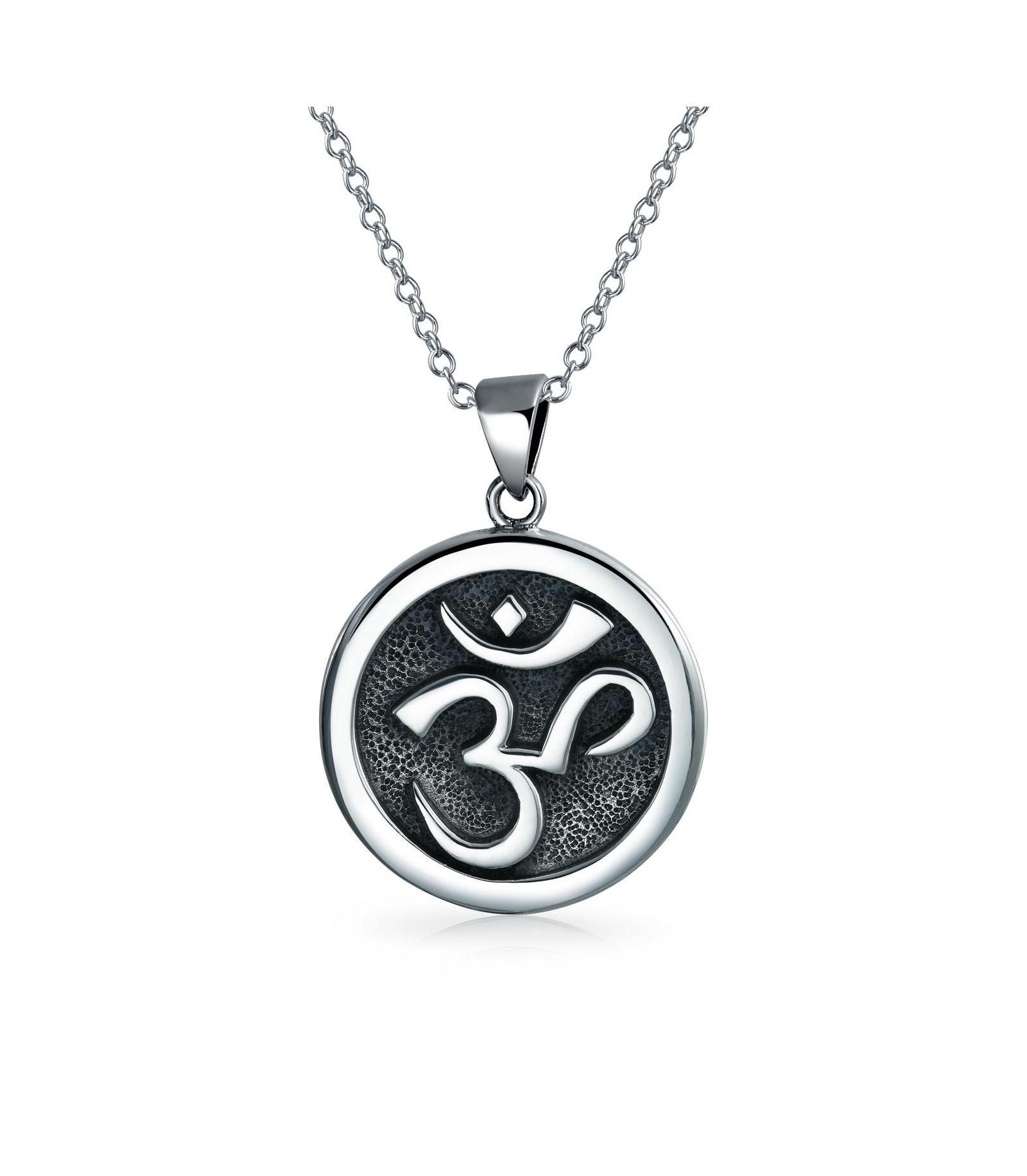 Подвеска Bling Jewelry Spiritual Sanskrit Symbol Medallion Aum Om Ohm Necklace Pendant.925 Sterling Silver