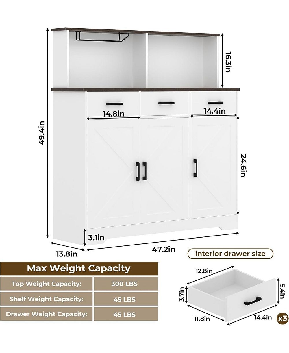 gaomon Sideboard Buffet Cabinet Open Rack Door and Drawer Microwave Stand for Kitchen
