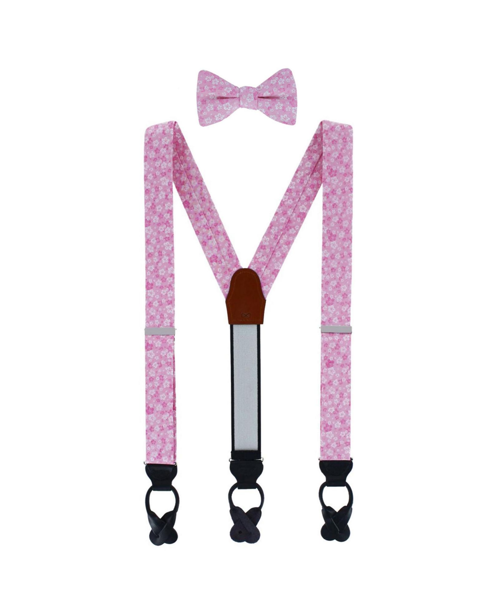 TRAFALGAR Men's Hanami Cherry Blossom Burst Suspenders and Bowtie Bundle